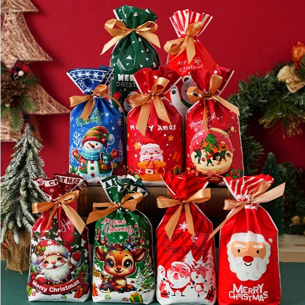 

Promo Akhir Pekan 3 1pcs Christmas goodie bag kantong snack Natal natal Palstik Natal Christmas Gift bag