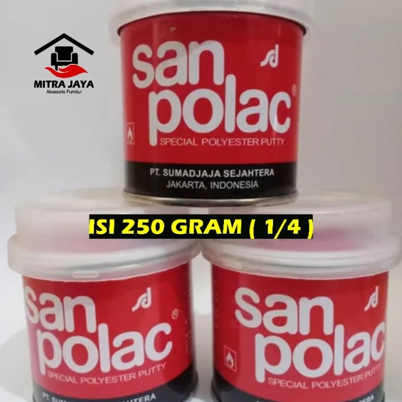 Dempul Sanpolac 250 Gram  Dempul Mobil San polac 1/4 Kilo Sanpolac 250g Dempul Mobil Motor Sanpolac