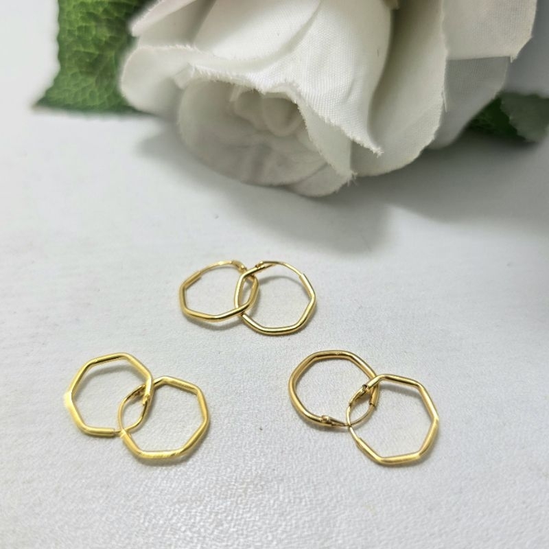 Anting Ring Segi Enam Seperempat Gram Emas Muda