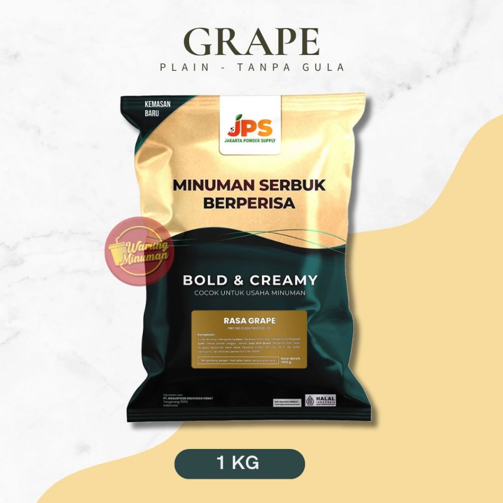 

JPS Plain Grape 1 kg Premium Serbuk Minuman Tanpa Gula / Bubuk Berperisa Anggur / Usaha Minuman