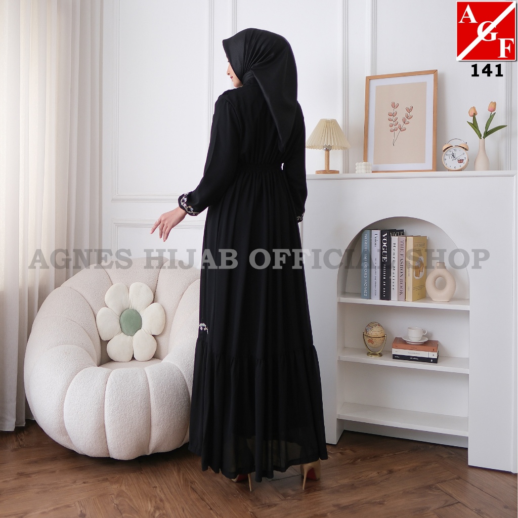 favorit agnes hijab - bella dress gamis putih baju lebaran 2025 dress wanita muslim dewasa remaja