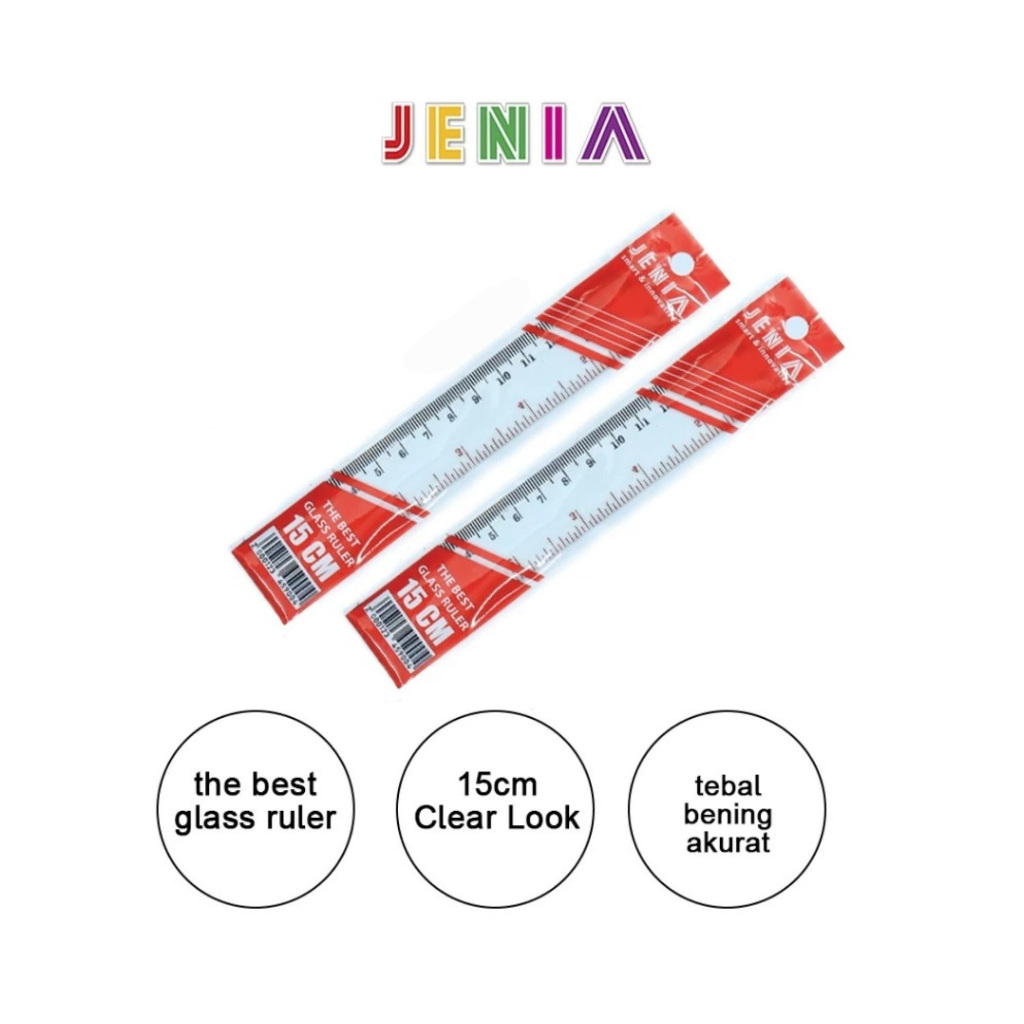 

1 BOX / 24 Pcs Penggaris Bening Transparant Jenia Ruler 15cm