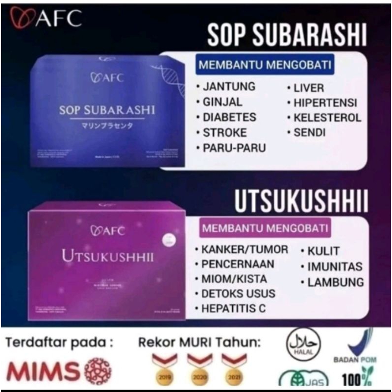 1 PAKET SOP SUBARASHI GOLD UTSUKUSHII GOLD AFC JAPAN ORI