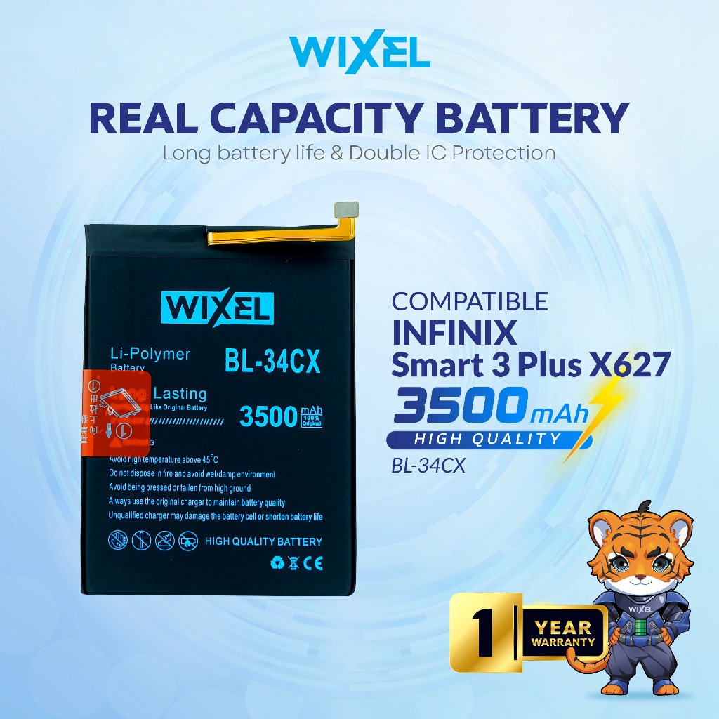 WIXEL Baterai Infinix Smart 3 Plus 3+ X627 BL-34CX Double Power Real Capacity Batre Batrai Battery O