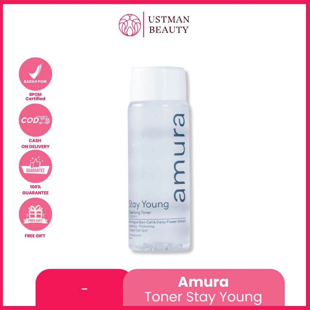 Amura Stay Young Cleanser Toner 100ml Melembabkan Menyamarkan Tanda Penuaan Meredakan Kemerahan