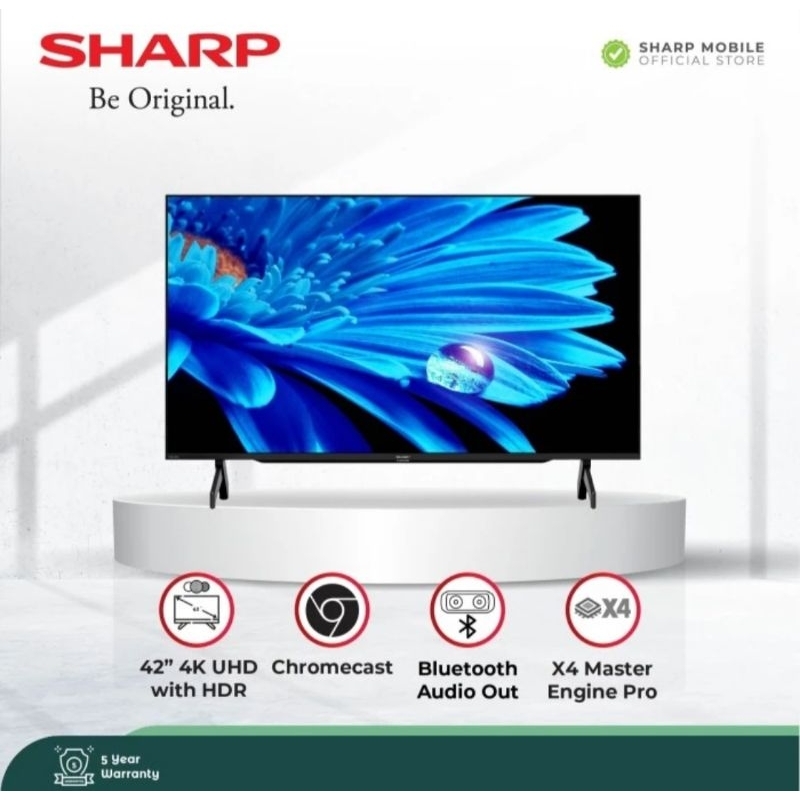 TV LED SHARP 42INCH 4K FRAMELESS GOOGLE TV 4T-C42FK1I TV SHARP 4K