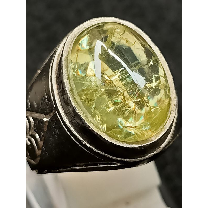 Cincin Batu Yellow Citrine , Serat Pecah Seribu