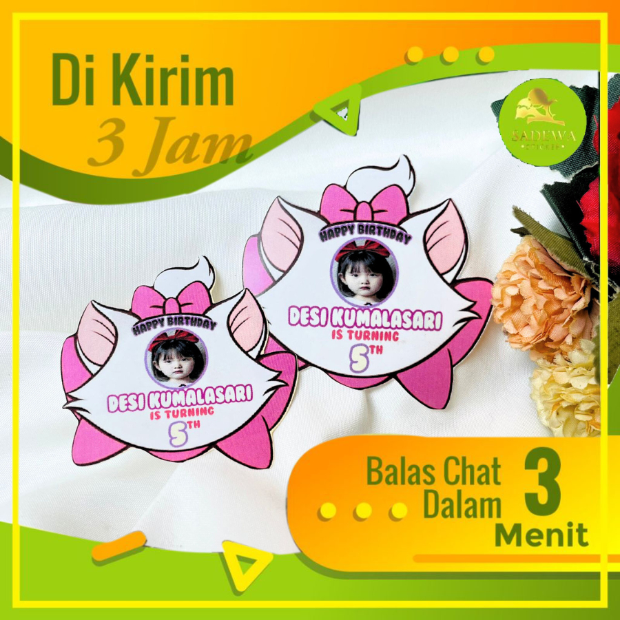 

4-8 Sticker Ulang Tahun Custom Karakter Stiker Label Ultah Anak Bulat Stiker Perlengkapan Ulang Taun