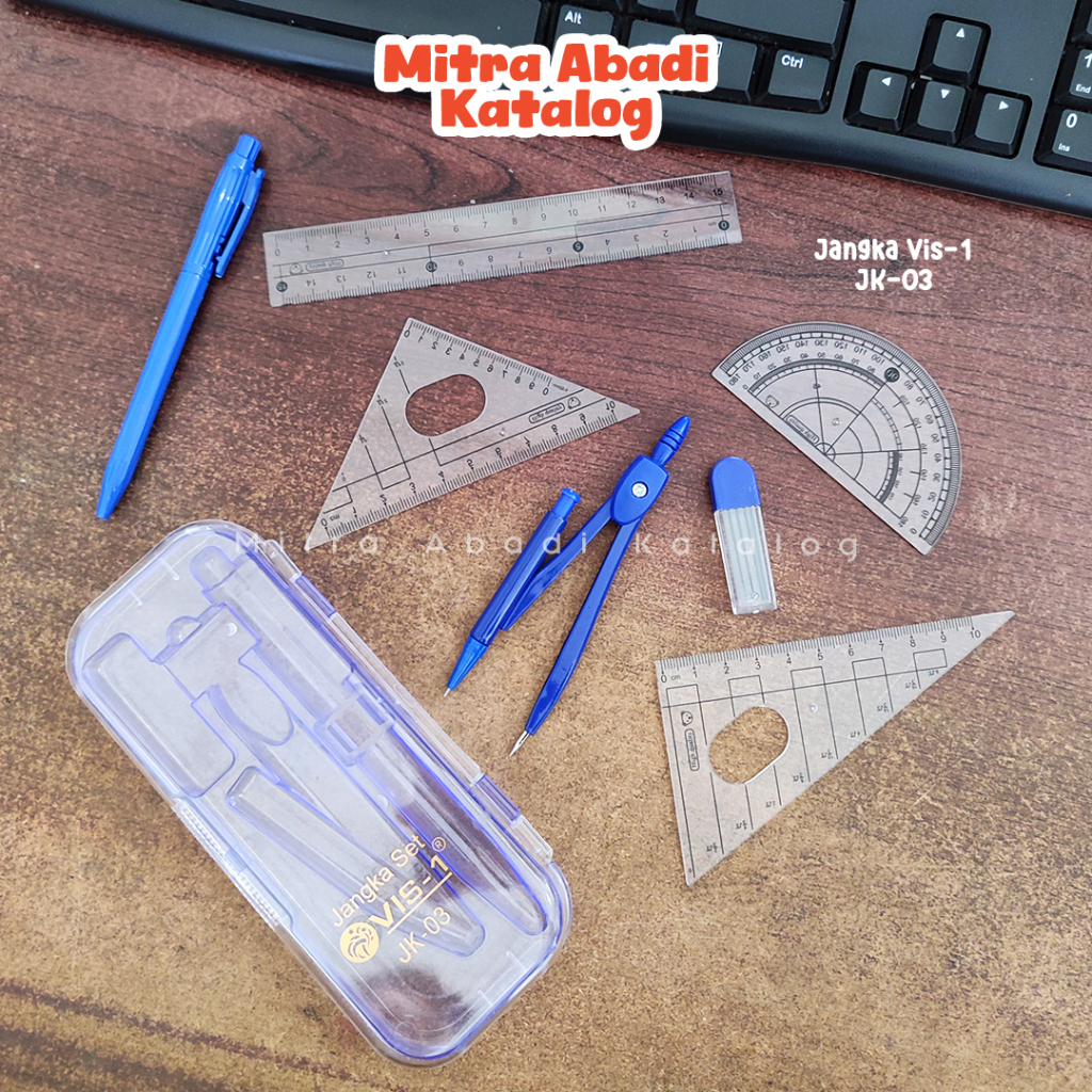 

JANGKA SET VIS-1 JK-03 / 1 set vis1 jk03 jangka penggaris math set bahan plastik warna pastel mekanik pensil kayu rautan jangka compass matematika alat tulis sekolah atk kantor kuliah stationery lengkap murah / mitra abadi katalog jogja