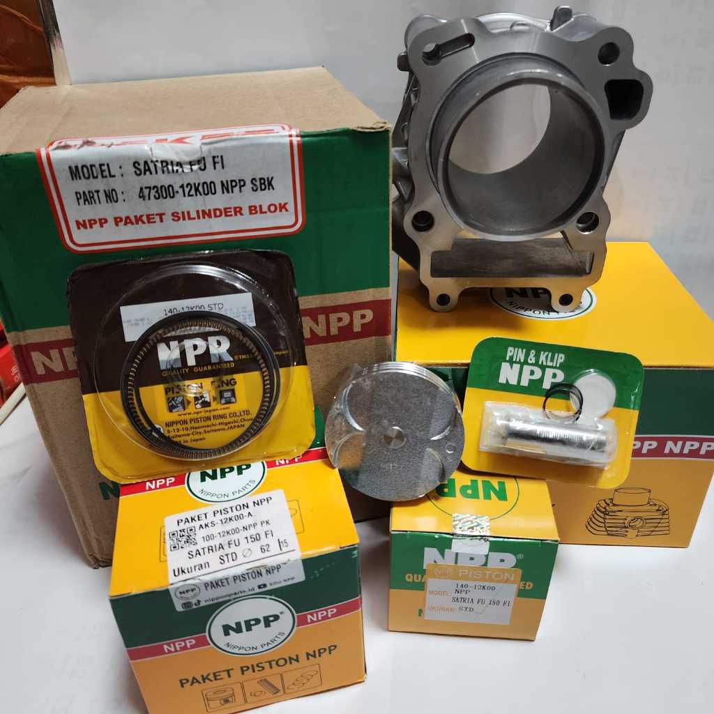Cylinder Blok Assy SET SATRIA FU F1 Merk NPP (sudah termasuk piston, ring piston, pin dan clip)