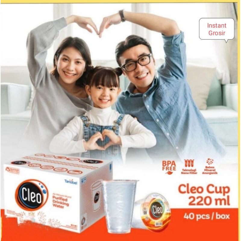 

CLEO AIR MINERAL MURNI CUP 220ML 1 KARTON ISI 40 GELAS