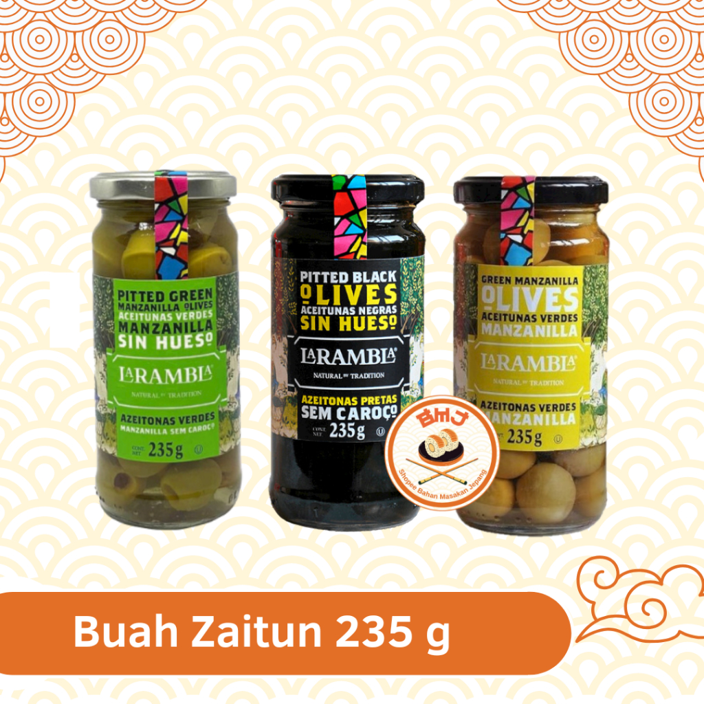 

BUAH ZAITUN SPANYOL 235g | Pitted Black & Green Olives | Olive Zaytun Hijau Hitam