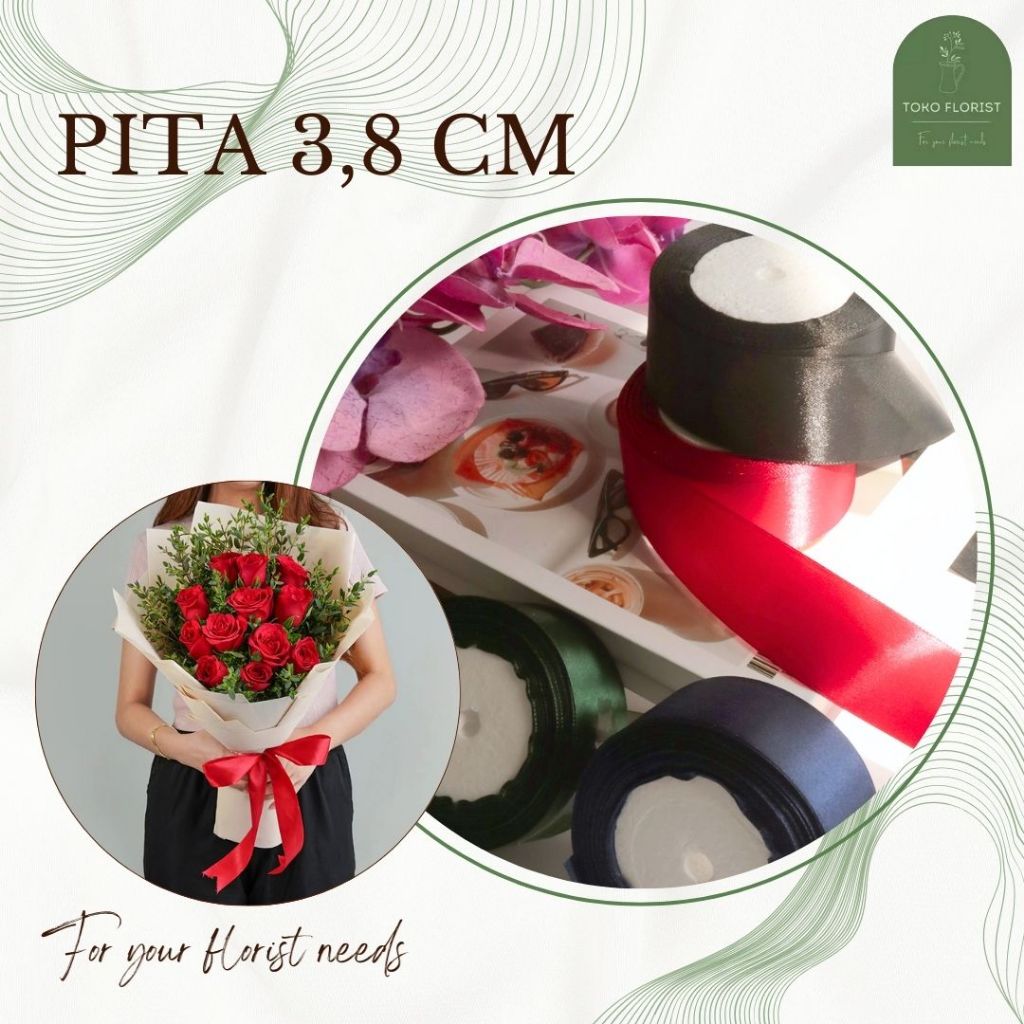 

Pita Satin Buket Bunga 3.8cm - 25 yard Pita hiasan / Pita Kado