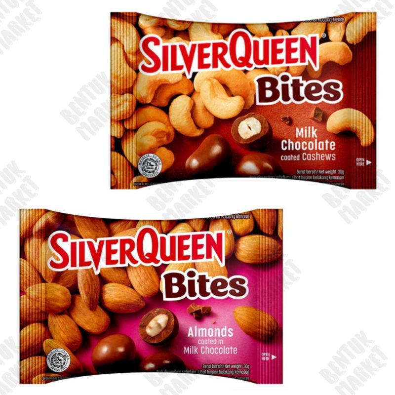 

Silverqueen Bites Coklat Susu Almond 30gr / Silverqueen Bites Coklat Susu Cashew 30gr / Coklat