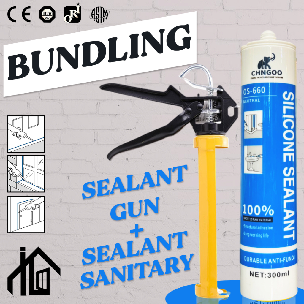 Promo Bundling Sealant Gun + Silicone Sealant CHNGOO Sanitary, anti air dan bebas jamur