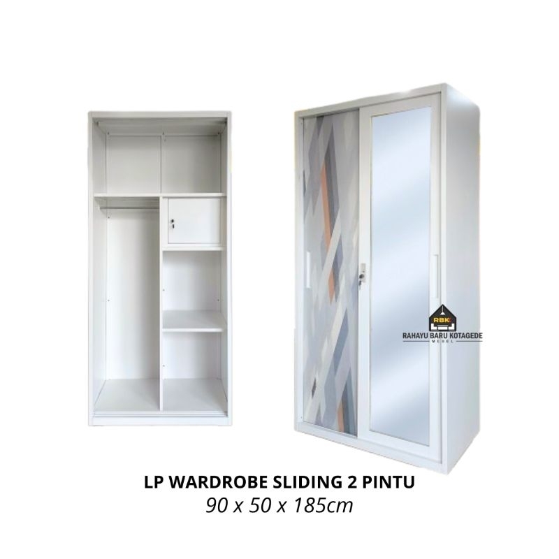 Lemari Pakaian Besi 2 Pintu Sliding 90 Lemari Wardrobe Besi Kaca Jogja