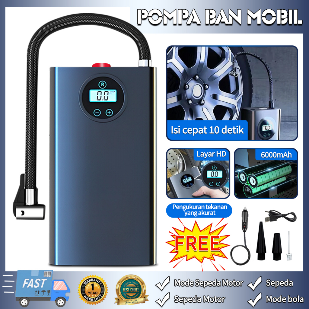 Pompa Ban Mobil Listrik Mobil Portabel Pompa Udara Mobil Ban Motor Pompa Tampilan Cerdas Deteksi