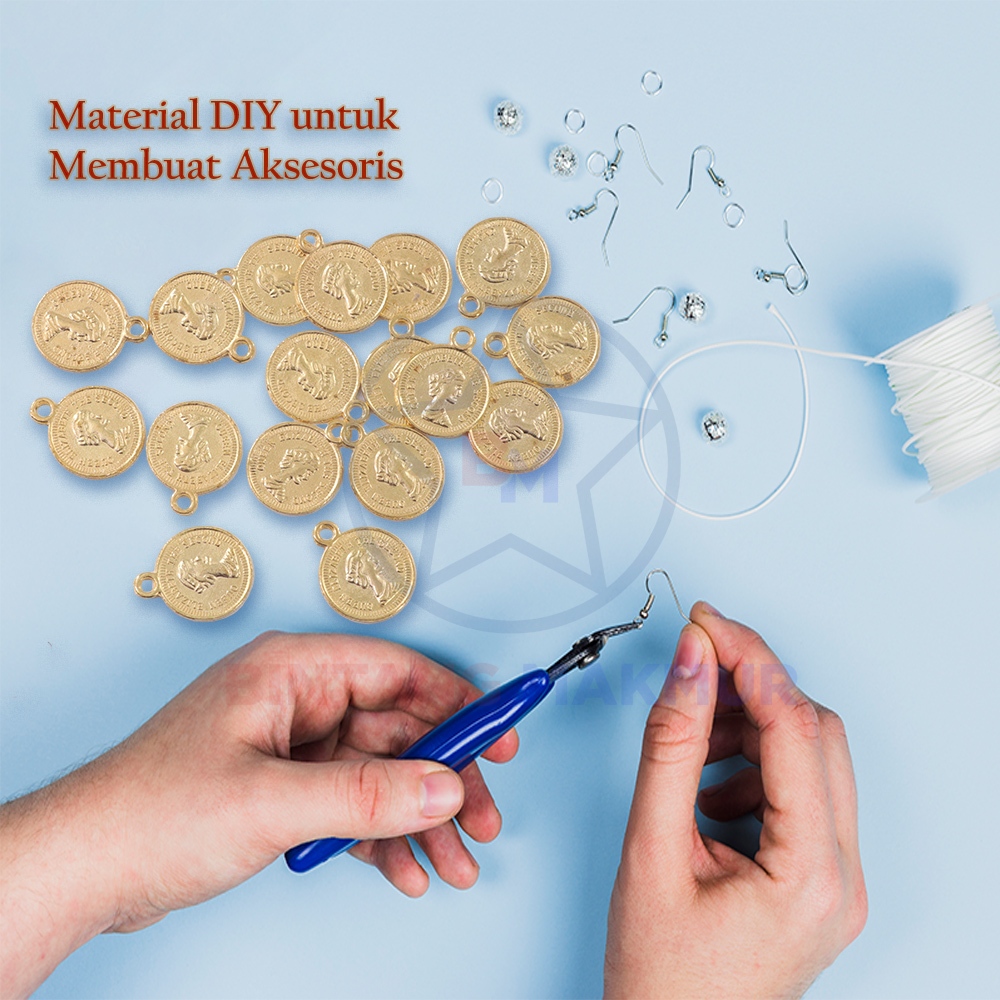 Charm Liontin Bandul Kalung Koin Elisabeth Emas Bronze Harga Per 10 Pcs