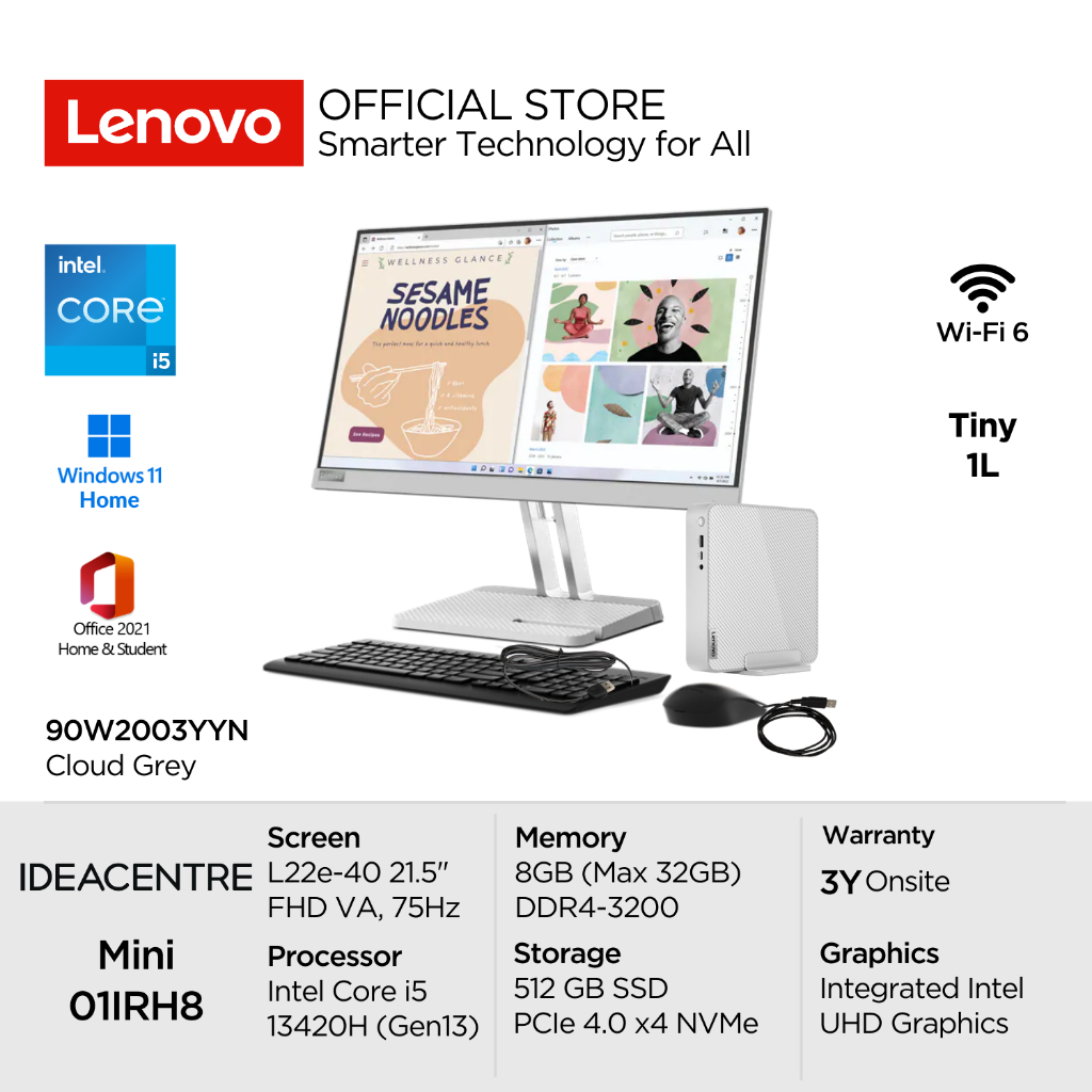 Lenovo PC IdeaCentre Mini 01IRH8 3YYN Intel Core i5 13420H Win11 8GB 512GB SSD Integrated OHS WiFi6 