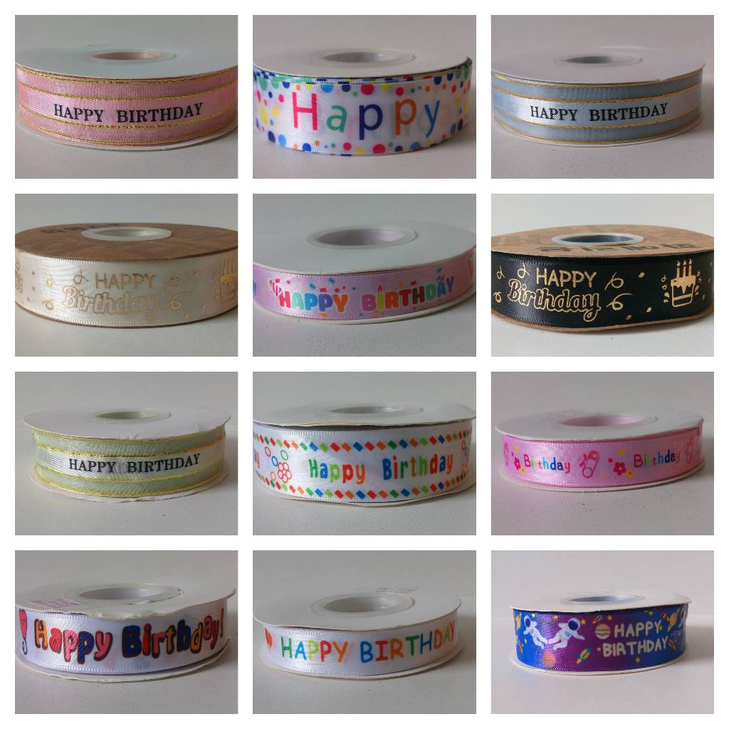 

Pita Ulang Tahun Birthday Ribbon Aksesoris Hampers Souvenir Pesta Ultah 1.5CM 2.5CM 25YARD 50YARD