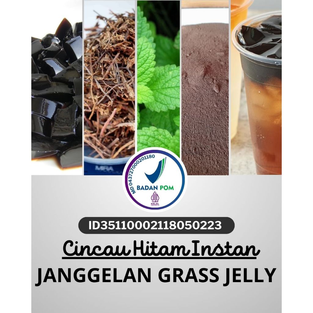 

TERSEDIA Janggelan Cincau Hitam Bubuk / Grass Jelly Cincau Instan Powder Kemasan Aluminium Foil 1 Kg