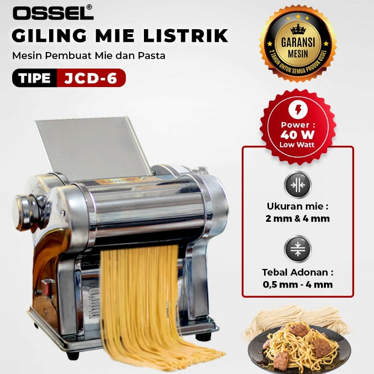OSSEL Gilingan Mie Listrik Stainless Steel JCD 6 Giling Pangsit Gilingan Mesin Cetak Mie OSSEL