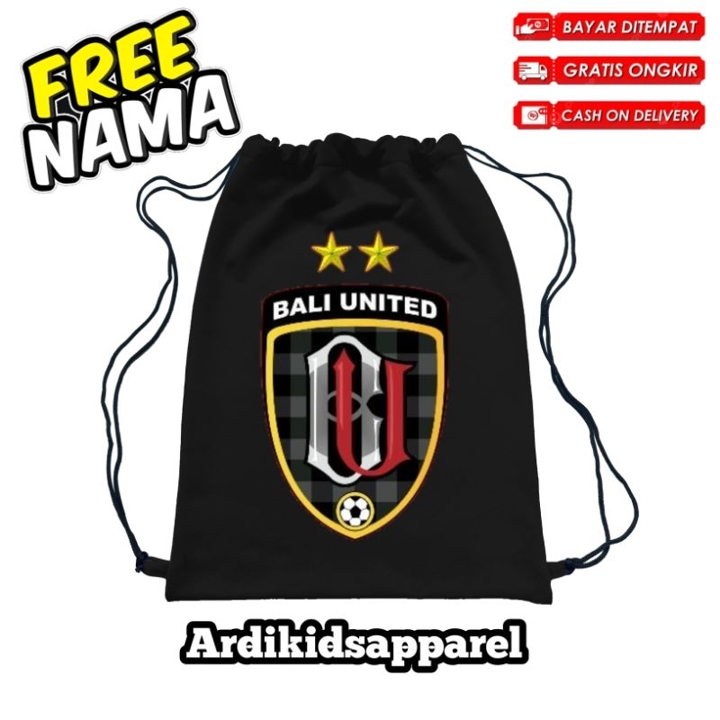 (BISA COD)TAS SERUT STRINGBAG ANAK BALI UNITED FREE NAMA TAS SERUT CORDURA LOGO BALI UNITED TERBARU