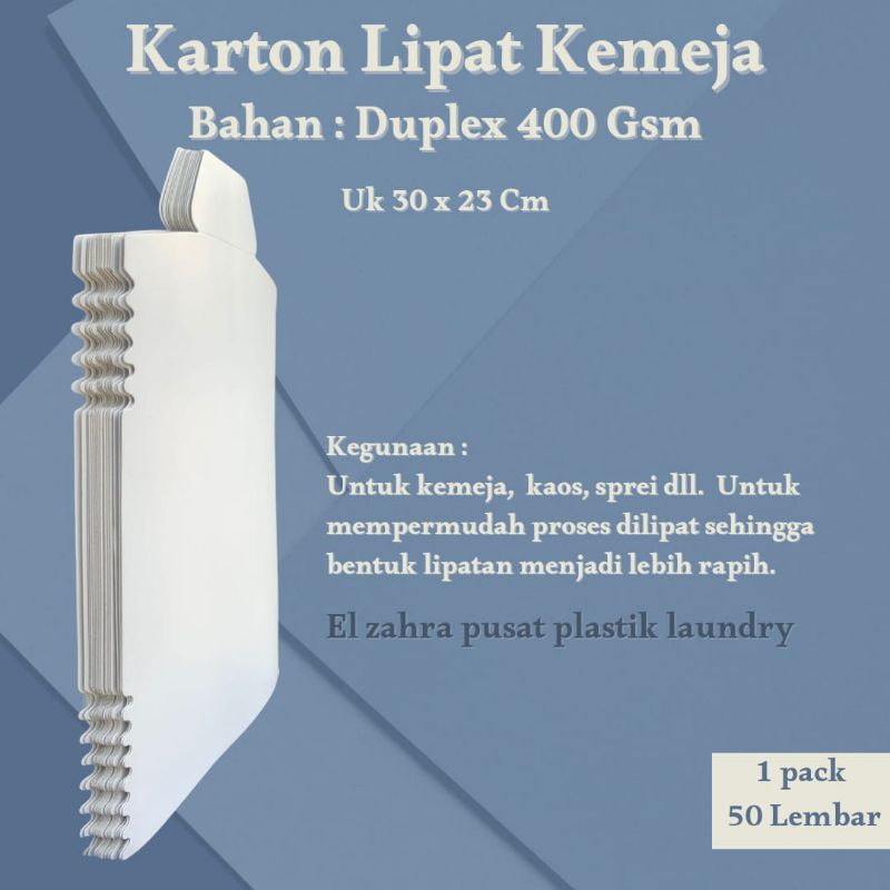 

RB Karton Lipat Kemeja 400 Gr, Tebal Kokoh, isi 50 lembar, Penyangga packing Kemeja Lipat Satuan