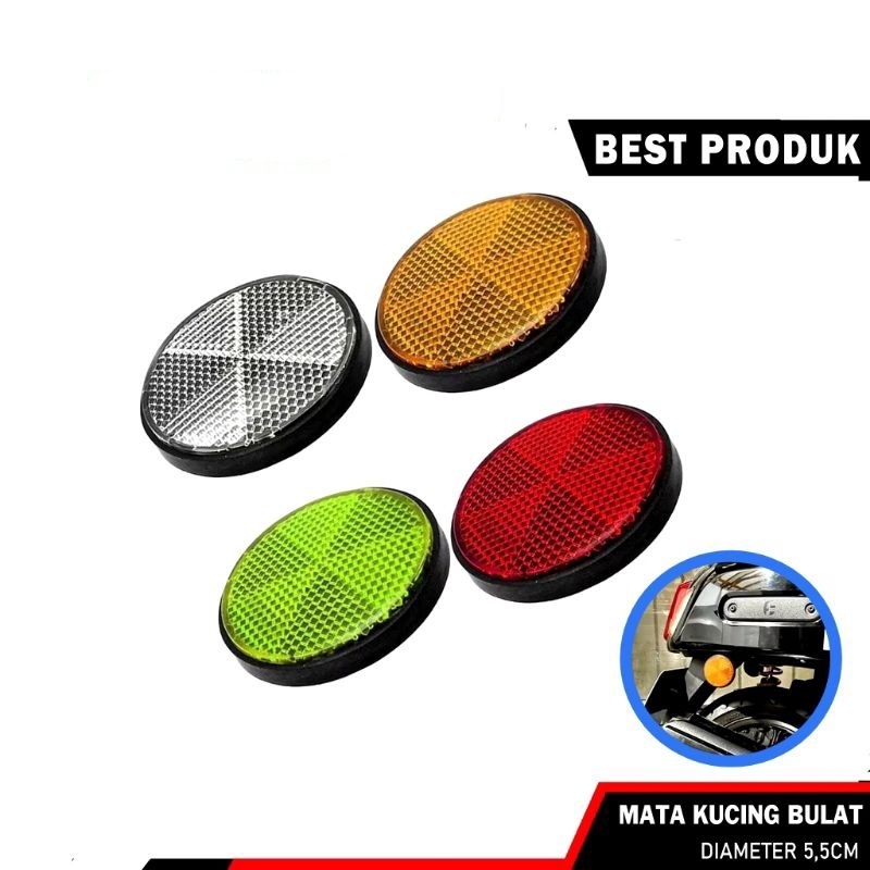 Reflector Mata Kucing Reflektor Mata Kucing Bulat Warning Universal Untuk Semua Motor Sepeda Mobil