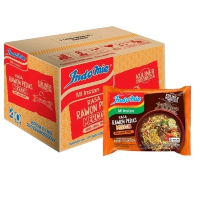 

indomie kuah rawon pedas mercon 1 dus isi 40 pcs murah