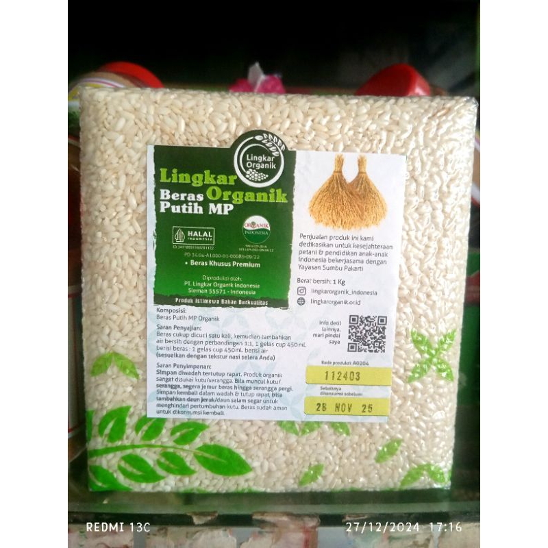 

Beras Organik Menthik Putih 1kg Vacum | Beras Putih Lingkar Organik | Kios Zulaikha