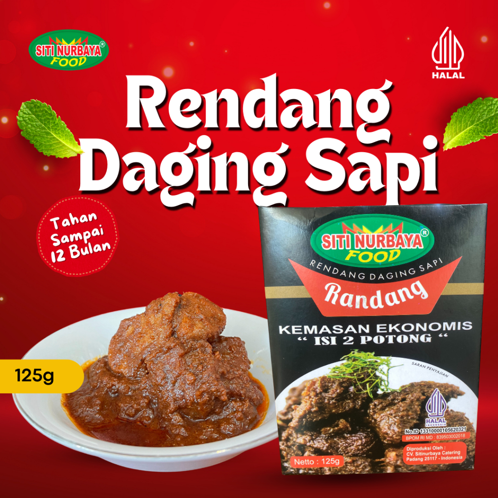 

Rendang Daging Sapi 125g Kemasan Ekonomis Isi 2 Potong Siti Nurbaya Food