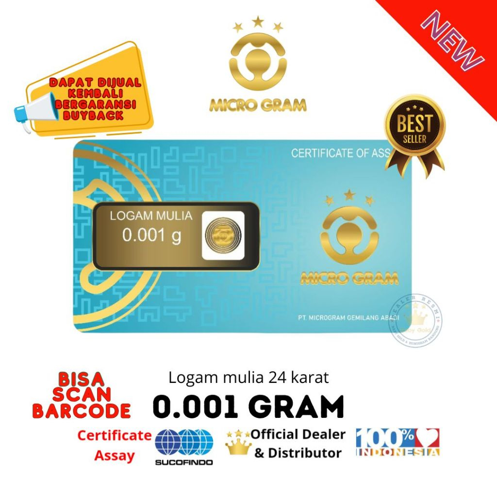 MICROGRAM Logam Mulia Emas Mini 0.001 Gram