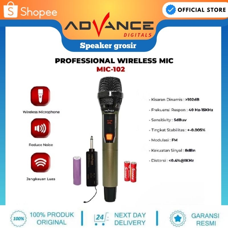 Advance MIC-102 Microphone Wireless Profesional Mic Vocal Karaoke Jernih