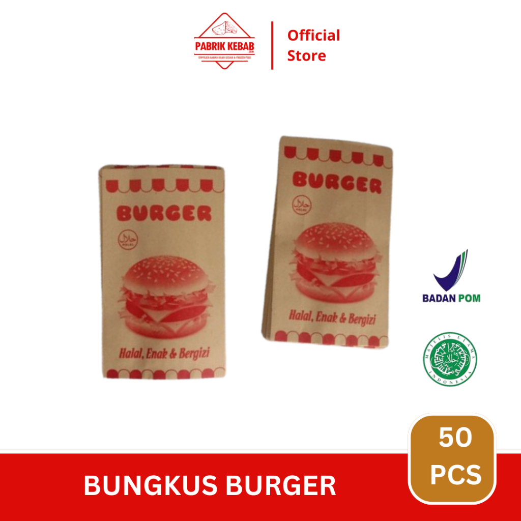 Bungkus Kertas Burger / Kemasan Burger Coklat Isi 50 pcs