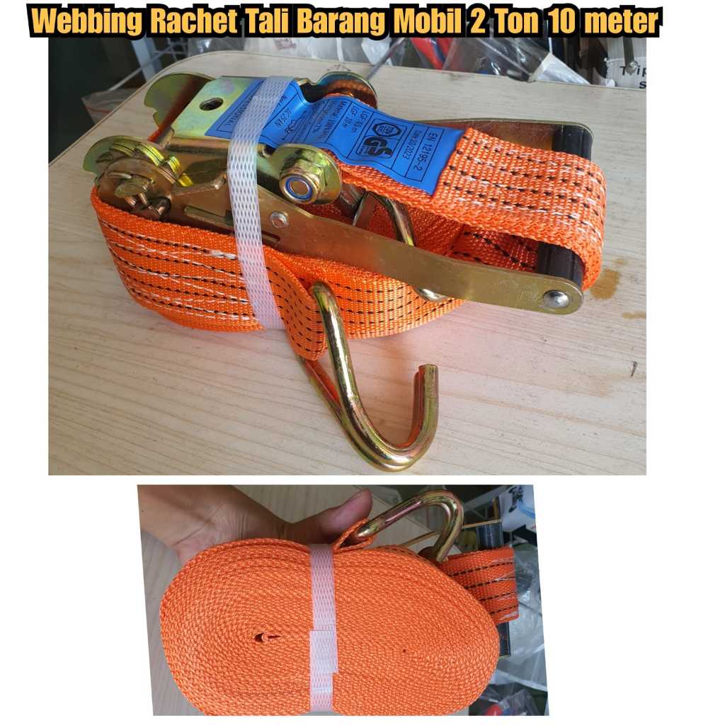 webing tali ikat barang mobil 2 ton 10 meter lashing webbing ratchet tie tali ikat barang truk tali 