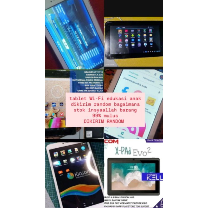 PROMO CUCI GUDANG  tablet WIFI random cocok untuk edukasi anak tersedia 50 game,(dikirim random)