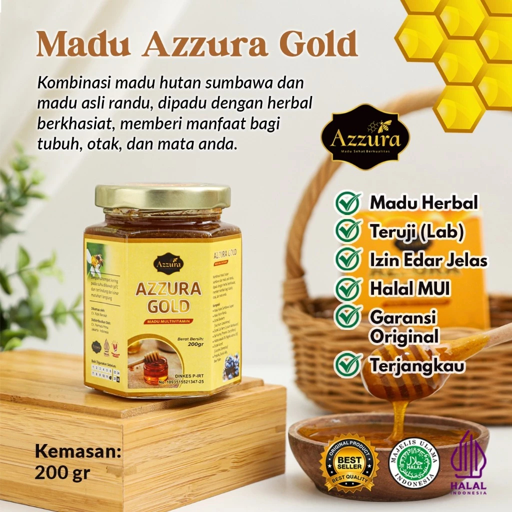 

Madu Azzura Gold 200gr - Meningkatkan Daya Ingat Memlihara Kesehatan Lambung dan Mata Original 100%