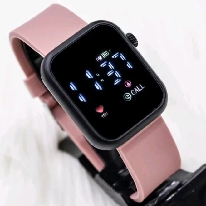 JAM LED Watch Original JSS-2923SM Jinshengsi Tali Karet Cewek / Cowok