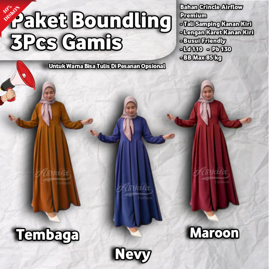 gamis paket 3 pcs cuma 100rb an