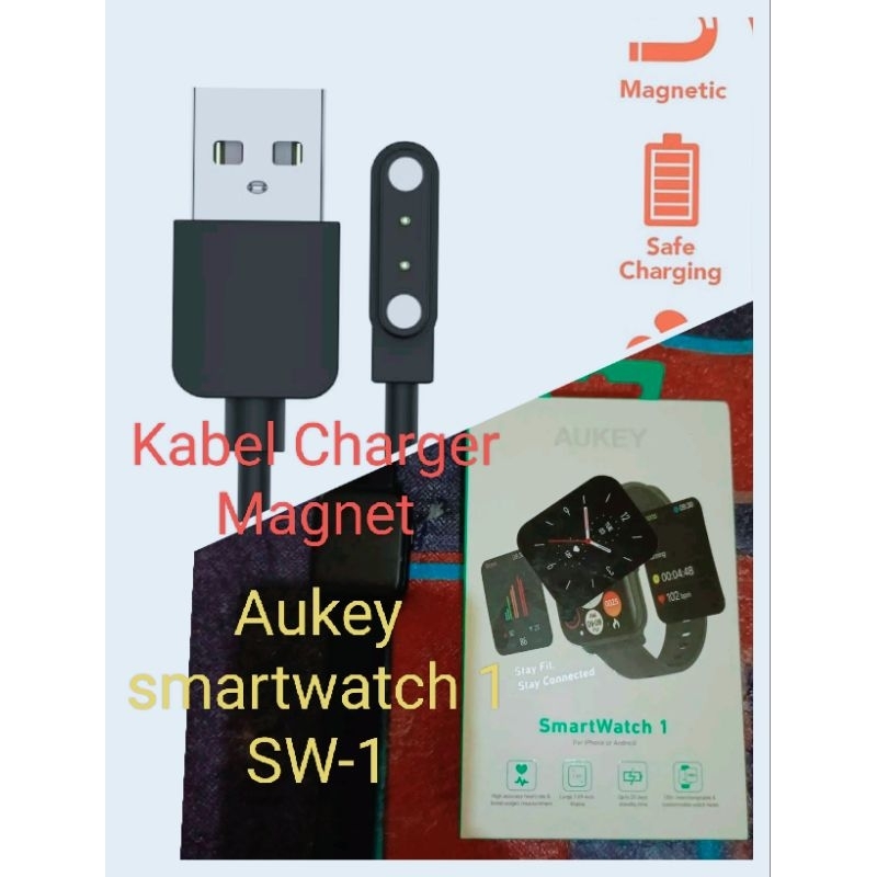 Aukey SW-1 Smart Watch Kabel Charger Aukey Smartwatch 1 Aukey SW1 Aukey LS02 Magnetic 2 Pin