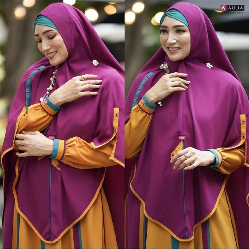 [d2n] Gamis Aghnia Mustard Burgundi Teal by Aulia Fashion