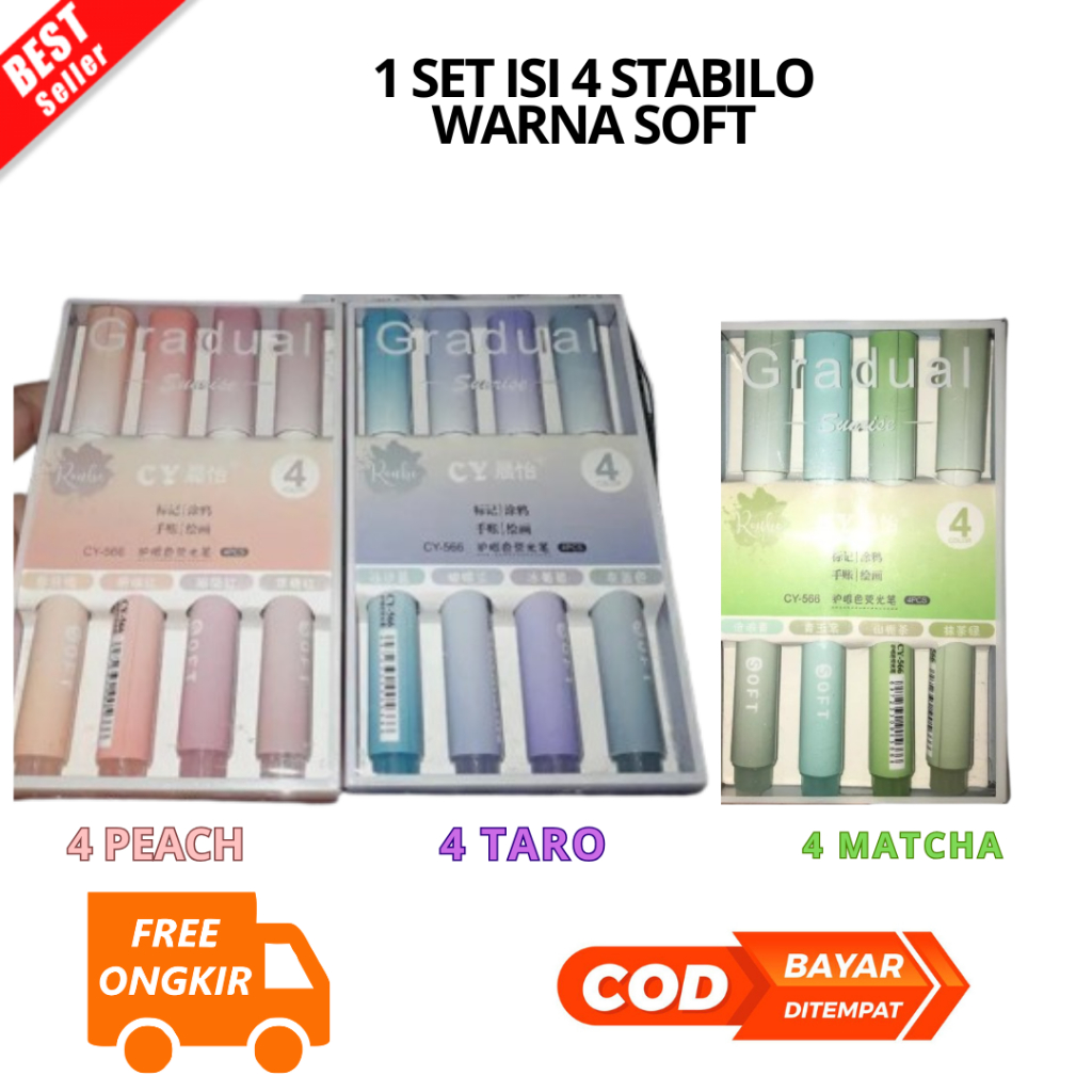 

[JIB] BAYAR DI TEMPAT 1 SET ISI 4 HIGHLIGHTER GRADUASI WARNA SOFT LEMBUT AESTHETIC STABILO/ 1 SET STABILLO SKETCH MARKER ART PAINTING/ Spidol Pen Marker Warna Gradasi Painting Multifungsi