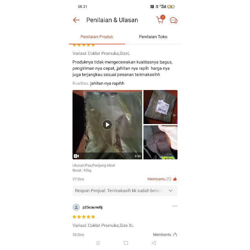 wqe Rok span belah belakang Pramuka