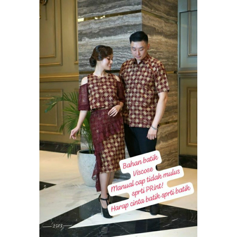Batik Viscose Couple Maroon Gold