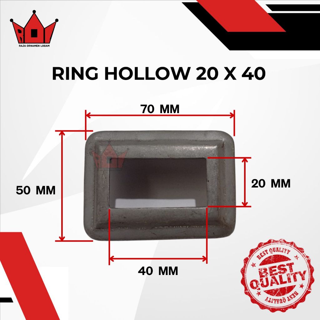 Ring hollow 20 x 40 mm besi plat tapak hollow minimalis ornamen pagar