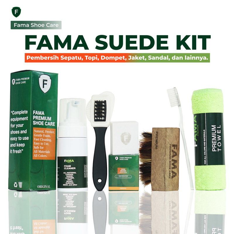 FAMA-PAKET SUEDE KIT-PEMBERSIH SUEDE-SIKAT SUEDE-PENGHAPUS SUEDE-FOAM CLEANER SEPATU-SUEDE