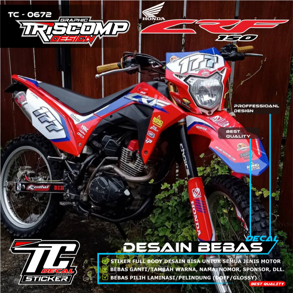 Decal custom CRF 150 L fullbody motif merah kombinasi list hologram bisa request - List variasi stik