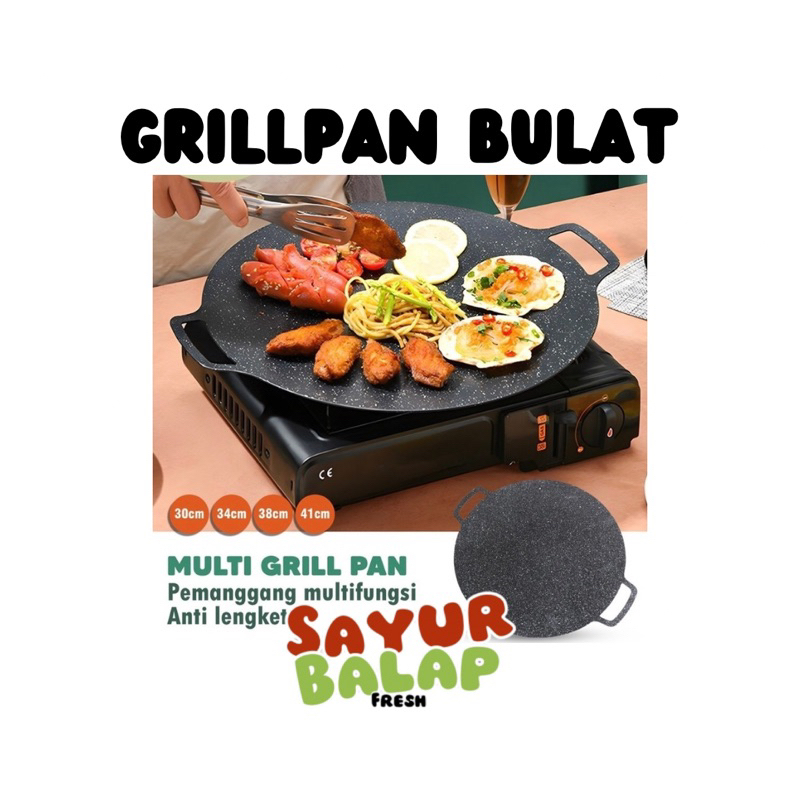 Grillpan Wajan Konduksi Wajan Panggangan Anti Lengket Bulat Panggangan Korea Panggangan BBQ Wajan Da