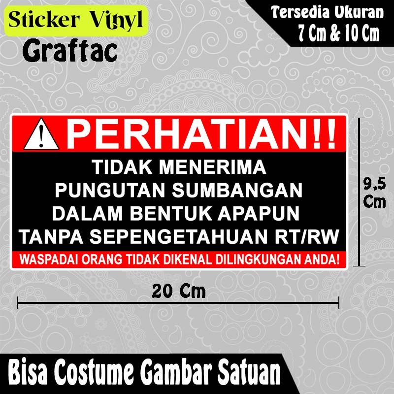 

Stiker Sticker Himbauan Peringatan RT RW Tidak Menerima Sumbangan Bahan Vynil Anti Air Bisa Custom